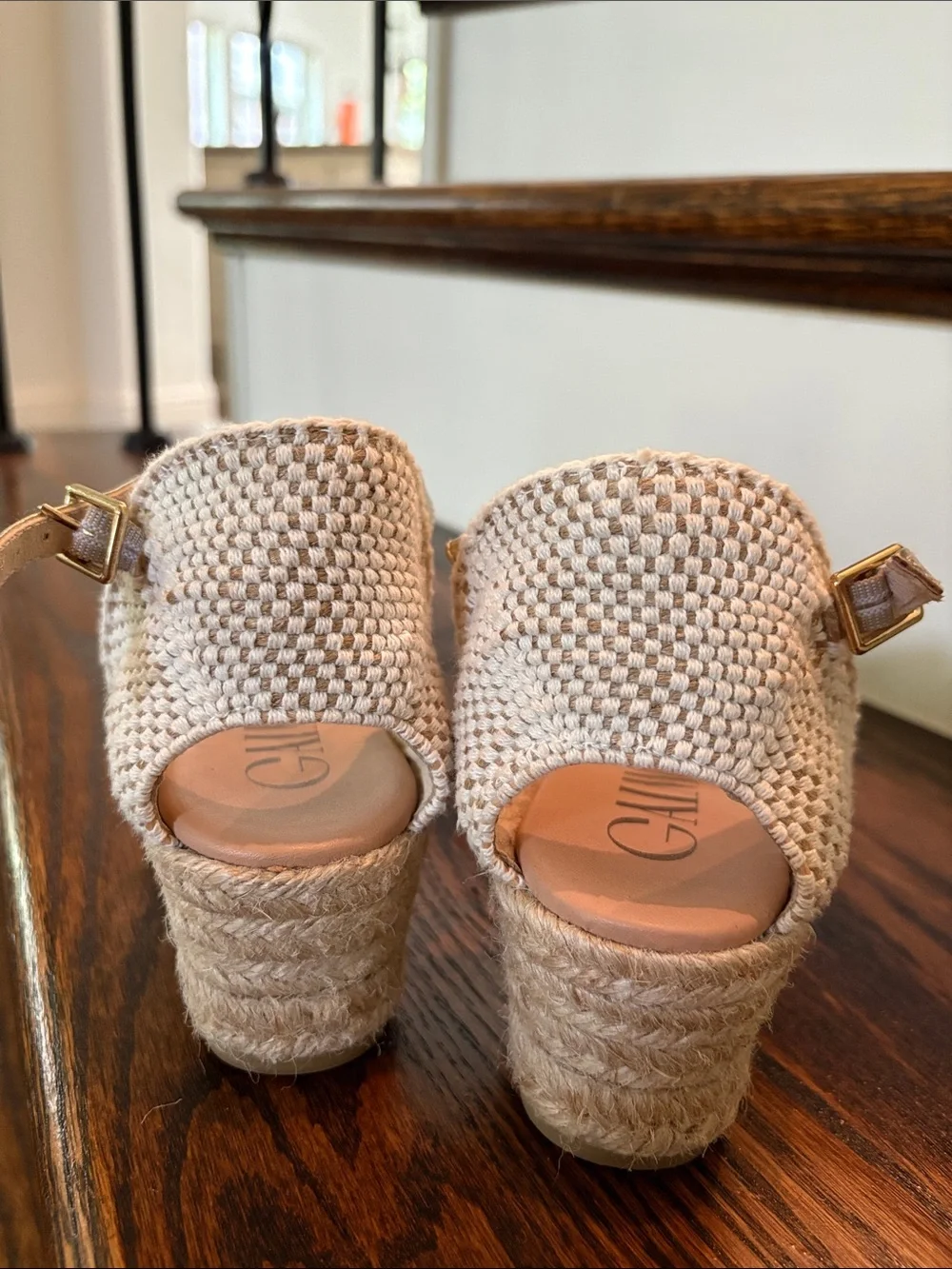 Gold Espadrille Wedge Sandals for Women